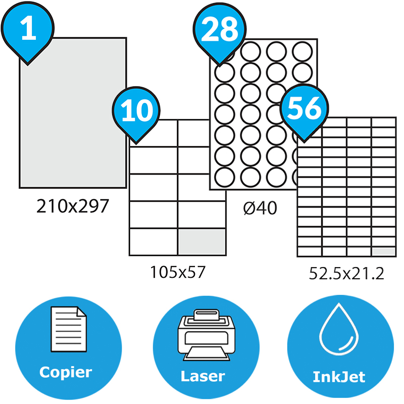 A4 Address Labels Self Adhesive White Sheets Sticker Paper Laser